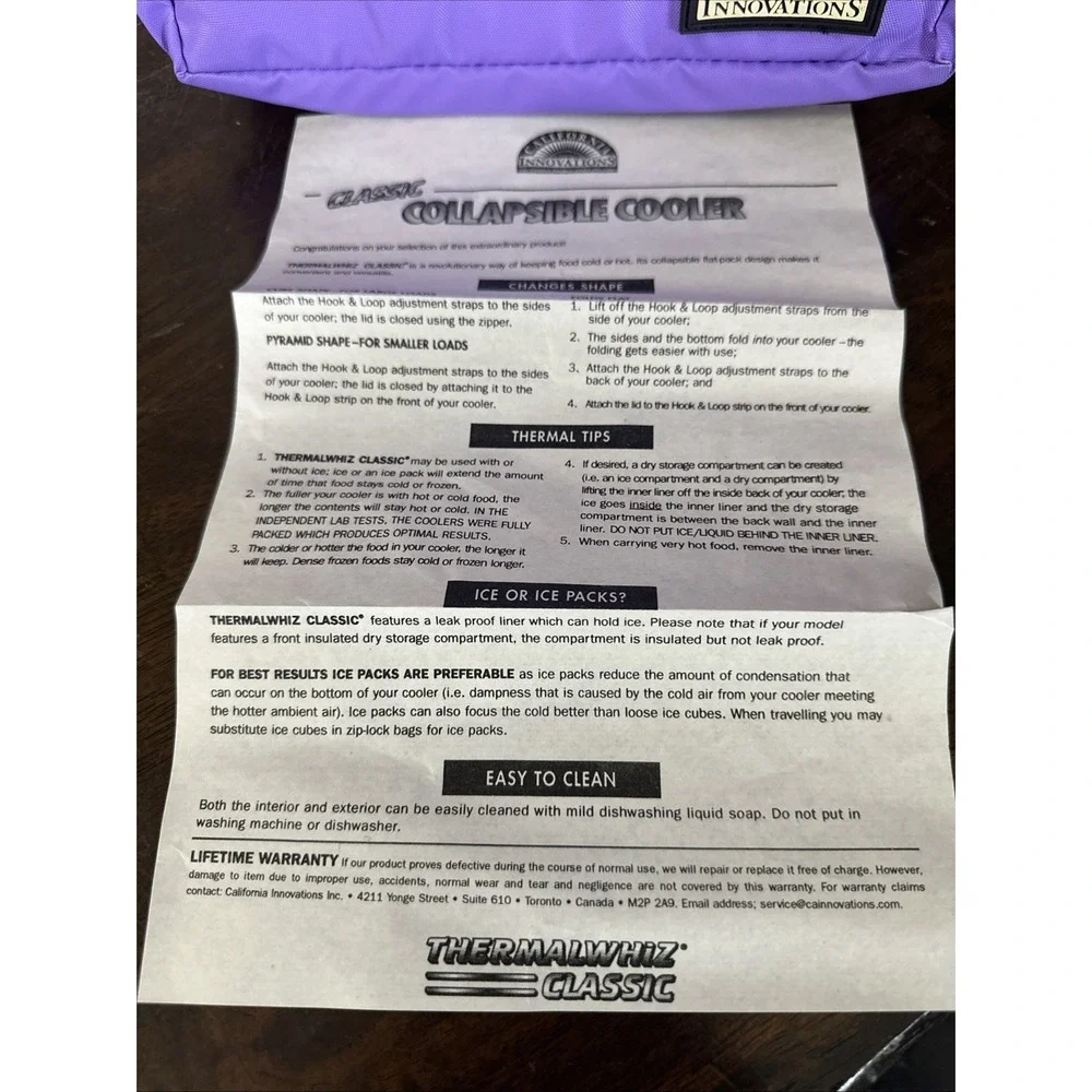 California Innovations Classic Collapsible Cooler Bag Purple / Yellow Brand‎ New